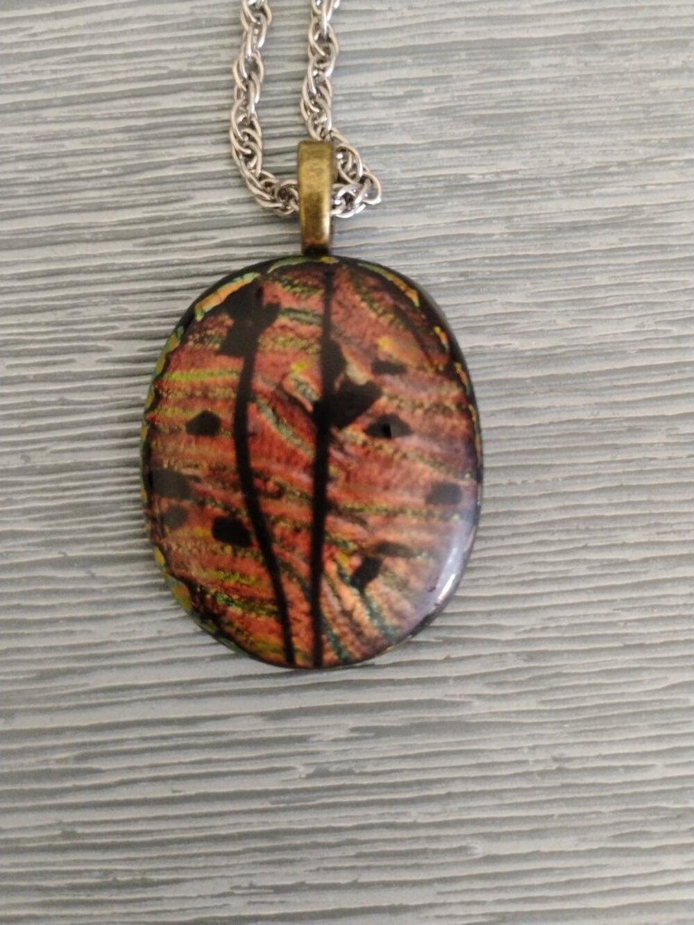 "Iridescent Dichroic Glass Pendant — Handmade Artisan"
